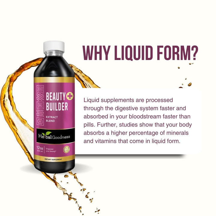 Beauty Builder Plus - Liquid 12oz - Beauty & Skin Support - Herbal Goodness Liquid Extract Herbal Goodness 