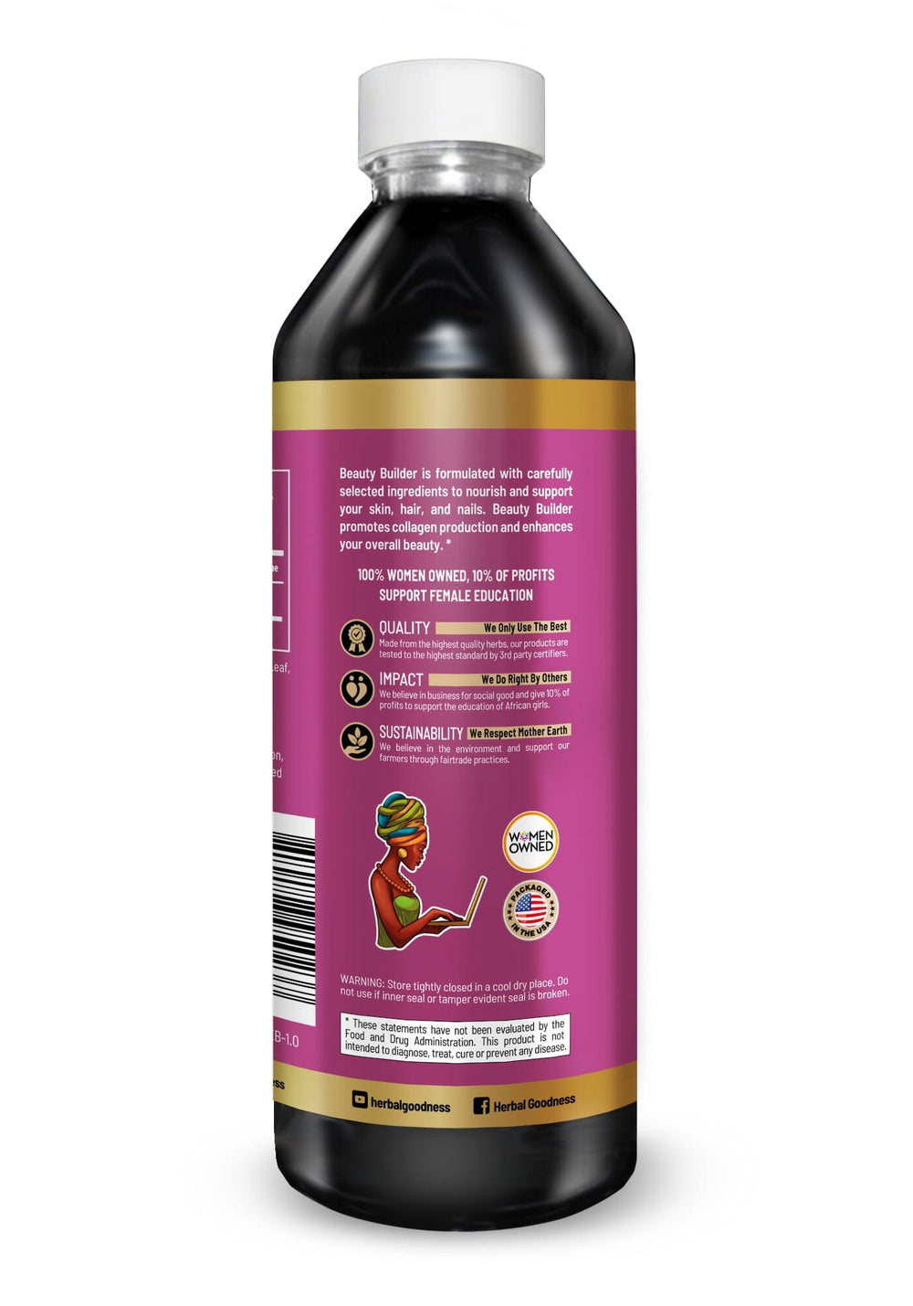 Beauty Builder Plus - Organic - Liquid 12oz - Beauty & Skin Support - Herbal Goodness Liquid Extract Herbal Goodness 