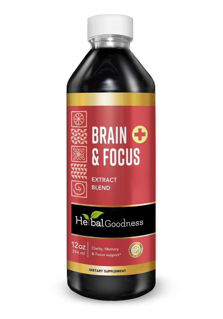 Brain and Focus - Natural - Liquid 12oz - Nootropic Brain Supplement, Brain Health - Herbal Goodness Liquid Extract Herbal Goodness 