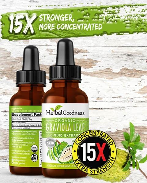 Graviola (Soursop) Leaf Extract - Organic - Liquid 12oz - 15X Strength - Healthy Cell Function, Immunity & Relaxation - Herbal Goodness Liquid Extract Herbal Goodness 