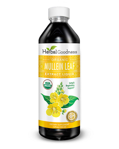 Mullein Leaf Extract - Organic 12 oz liquid - Lung & Respiratory Support - Herbal Goodness Liquid Extract Herbal Goodness Unit 