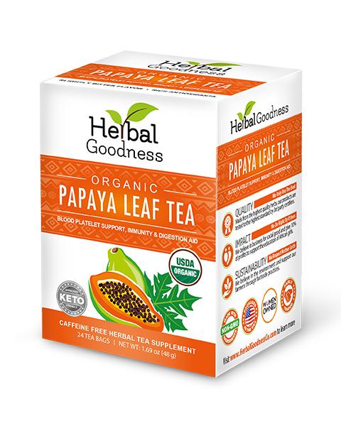 Papaya Leaf Tea - 24/2g Tea bags - Blood Platelets, Digestion & Immunity - Herbal Goodness - Herbal Goodness