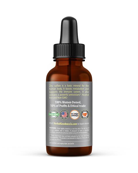Zinc Sulfate Liquid Extract Supplement - Original 2oz Bottle - Boost Immune System & Support Digestion - By Herbal Goodness Liquid Extract Herbal Goodness 